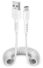 SBS USB - USB-C spirál kábel, fehér, 1m (TECABLETYPCS1W) (TECABLETYPCS1W)