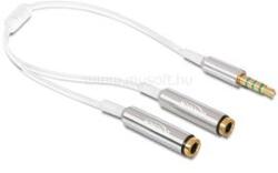 Delock Kábel sztereó dugó 3, 5 mm 4 érintkező > 2 x sztereó aljzat 3, 5 mm 4 érintkező 25 cm, fehér (DL65576) (DL65576)