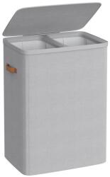 Songmics Coș de rufe cu 2 compartimente, 170L, gri, capac (LCB813G01)