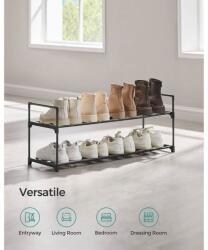 SONGMICS Raft pantofi metalic SONGMICS, 2 niveluri, negru, 92x30x34 (LSA12BKV2) Raft