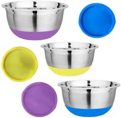 MACVI 3 darab Macvi® tálkészlet fedővel és tapadó alappal, rozsdamentes acél + műanyag, 20-22-24 cm átmérőjű, többszínű, hűtőbe és mosogatógépbe tehető (3xCASTRON)