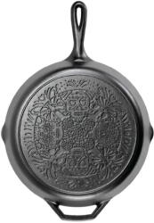 LODGE Tigaie adanca rotunda din fonta cu maner si Logo L-10SKULL, Sugar Skull Lodge, 30, 5 cm (L-10SKULL)