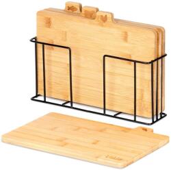 Artemis 4 darabos bambusz vágódeszka készlet állvánnyal, 28x20x0, 7cm, barna színű (VD-259004)