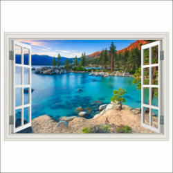  Öntapadó és mosható falfestmény Window Beach a tavon naplementekor, 250 x 170 cm