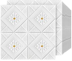 Teno 30x Teno® 3D tégla tapéta készlet, rombusz mintás kristállyal, 14.7 nm fedőfelület, öntapadós, vízálló, könnyen szerelhető, modern design, 70x70 cm, sárga (TENO2417S30)