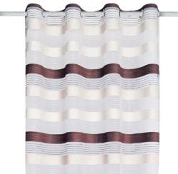 Welora Dekoratív függöny, alacsony árnyékolás - átengedi a fényt, csíkos mintával, karikákkal, 140x250 cm, barna/bézs színben (JM1182067)
