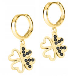  Arany lóhere fülbevaló fekete cirkónia lóherével 925 EZÜST