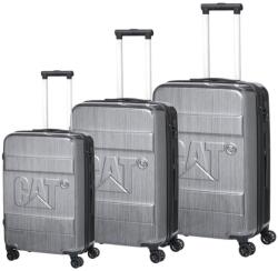 Caterpillar Cargo Nested 3 darabos gurulós bőrönd szett, 45L, 74L, 92L, 4 dupla kerék 360°-os forgással, ABS/polikarbonát - fényes szürke (CAT-84041-95)