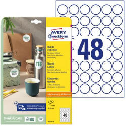 AVERY Etikett, univerzális, 30 mm, kör, AVERY ZWECKFORM, 480 etikett/csomag (6223-10) - nyomtassingyen