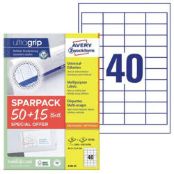 AVERY Etikett címke, 48, 5x25, 5mm, univerzális, 65 lap, 40 címke/lap Avery, fehér (4780-65) - nyomtassingyen