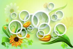  Öntapadó és mosható falfestmény Százszorszépek és körök, 400 x 250 cm