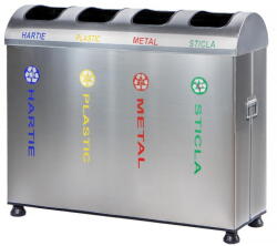 IgienaPHS Set 4 cosuri gunoi inox colectare selectiva cos reciclare gunoi - 4*39 litri (1848) - 24mag Cos de gunoi