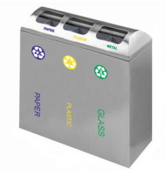 IgienaPHS Set 3 cosuri gunoi inox colectare selectiva cos reciclare gunoi - 3*48 litri (1874) - vexio Cos de gunoi