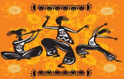  Afikani táncosok tapéta, grafika, absztrakt3, 400 x 250 cm