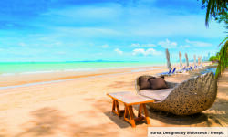  Öntapadó és mosható falfestmény Nyugágyak a strandon, 250 x 200 cm