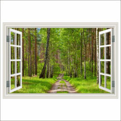  Öntapadós és mosható falfestmény Ablakút, erdő, nyár, 180 x 120 cm