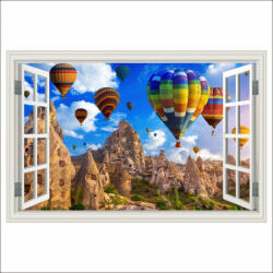  Öntapadó és mosható falfestmény Ablak léggömbök repülés közben, Kappadókia, 300 x 200 cm