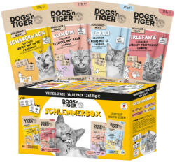  Dogs'n Tiger 12x125g Dogs'n Tiger Cat nedves macskaeledel Mix (4 változattal)