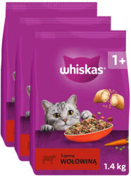 Whiskas WHISKAS Adult 3x1, 4 kg - száraz teljes értékű eledel felnőtt macskáknak, ízletes marhahússal