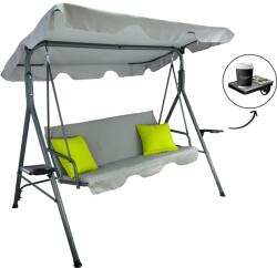 Garden Line KERTI HINTA A-TÍPUS 170 x 118 x 153 cm SZÜRKE KALMAR ZÖLD PÁRNÁKKAL ÉS CSÉSZE TARTÓKKAL *9987 (CH-KRE9987)