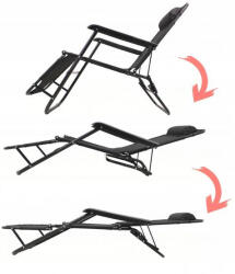 Garden Line Fekete Összecsukható Fekvőágy Fejtámasszal *7838 (CH-LEZ7838)