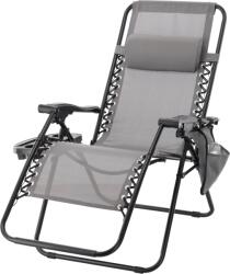 Garden Line összecsukható Kerti Kenyérhely Fürdőkáddal, Zsebbel és Fejtámasszal, Szürke *5758 (ch-lez5758)