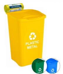 IgienaPHS Cos gunoi colectare selectiva galben/ plastic 50 litri (CYC-24) - pcone Cos de gunoi