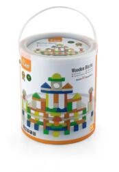 Viga Toys Set 100 cuburi de construit, Viga, din lemn, colorate, 2.5 cm