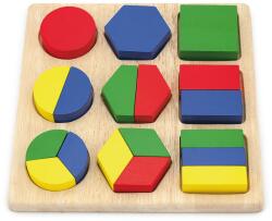 Viga Toys Puzzle educativ din lemn, Viga, Forme geometrice si fractii (N01058573_001)