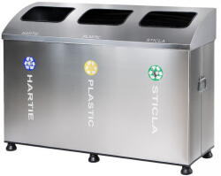 IgienaPHS Set 3 cosuri gunoi inox colectare selectiva cos reciclare gunoi - 3*79 litri (1807) - pcone Cos de gunoi