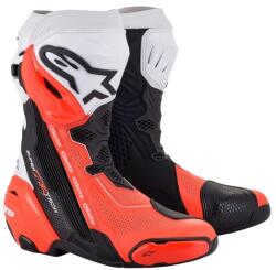Alpinestars Supertech R Vented motoros csizma fekete-fehér-fluo piros
