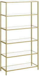 VASAGLE Modern 6-szintes Üvegpolc Arany Acélvázzal (EUZ-LGT503A01V1) - prodis