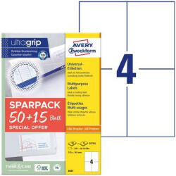 AVERY Etikett, univerzális, 105x148 mm, AVERY ZWECKFORM, "Sparpack", 260 etikett/csomag (6601) - tonerpiac