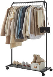 SONGMICS Ruhaállvány alsó polccal, fekete 90x40x158cm (HSR25BK)