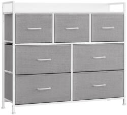 SONGMICS Tároló szekrény hét fiókkal, ruhás szekrény, galambszürke és fehér 98x28x85cm (LTS523L10)