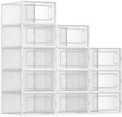 SONGMICS Nagy méretű cipőtároló doboz, műanyag tároló 12db, átlátszó 33x23x14cm (LSP12SWT)