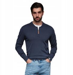 Ombre Férfi pulóver viszkózzal, gombos nyakkivágással, sötétkék OM-SWZS-0124 V4 XXL (161000)