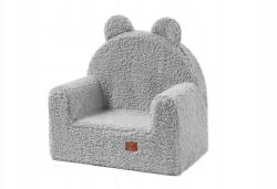 Baby-Raj Gyerekülés maci Fotel Puff Támlával, plüss szürke színű Maci (Baby-Raj Fotel)