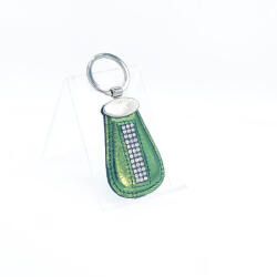 Amnisu metál zöld ovális kellékes swarovski köves bőr kulcstartó h7008ok