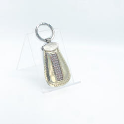 Amnisu hologramos arany ovális kellékes swarovski köves bőr kulcstartó h2002ok