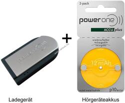 power one PowerOne hallókészülék-csomag - Pocketcharger + P10 PR70 ACCUplus (2 db-os csomag)