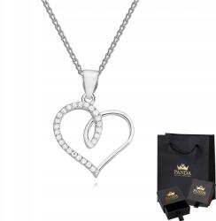 Panda Luxury Jewellery Ezüst Nyaklánc 925 Szív Ajándék Karácsony Lányok Születésnap Évforduló (Dla Niej Dziewczyny Mamy Córki Żony Babci 925)