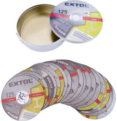 Extol vágókorong 20 db, acélhoz; 125×1×22, 2mm, max 12200 ford/perc, fémdobozban (106903) - bogatibarkacsbolt