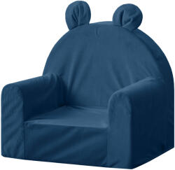 Baby-Raj Gyerekülés-fotel-puff velvet Maci Háttámlával sötétkék (Baby-Raj Fotel)