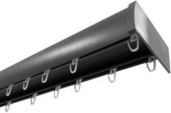  ALUTEQ alumínium ívelt előlapos mennyezeti sín, 2 soros, tartozékcsomaggal, ANTRACIT (320 cm)