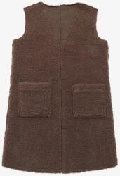 Vlnka Hosszú zsebes mellény merinói gyapjúból, barna ruházat méretei S/M