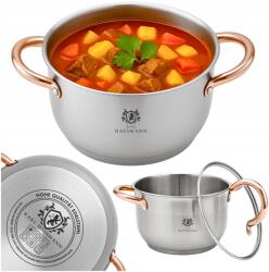 Karl Hausmann Indukciós Edény Rozsdamentes Acél Gáz 2L 18cm Fedővel Edény Arany (GARNEK MAŁY 2.0 GARNEK STALOWY INDUKCJA GAZ)