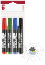 ICO 12XXL permanent vágott hegyű marker készlet 1-4 mm - 4 szín/készlet