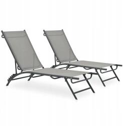 vidaXL Napozóágyak, 2 db, textil és acél (47848)