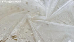 fuggonyoutlet Méteráru, hímzett, krém, 280 cm